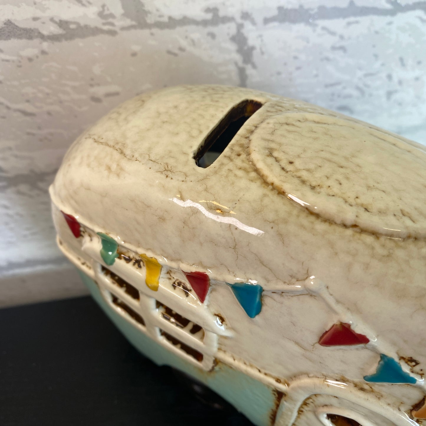 Village Pottery Caravan Money Box Blue