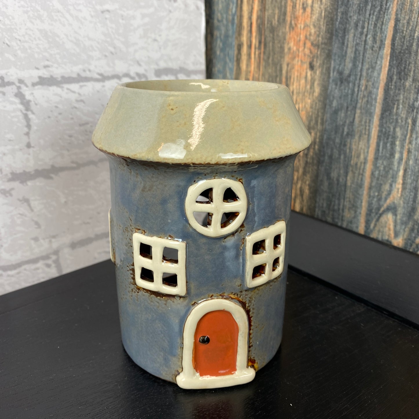 Village Pottery House Tealight Oil Warmer Slate