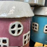 Village Pottery House Tealight Oil Warmer Pink