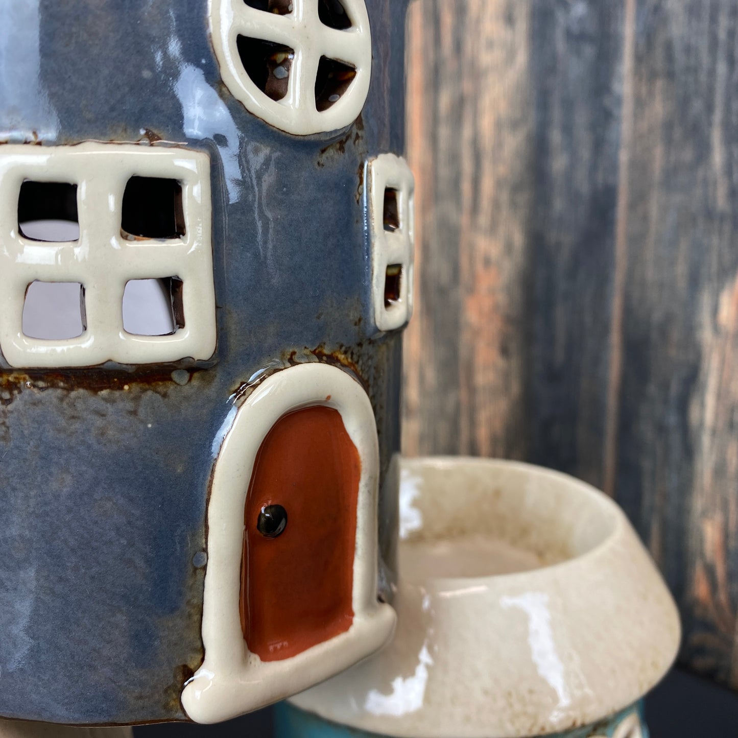 Village Pottery House Tealight Oil Warmer Slate