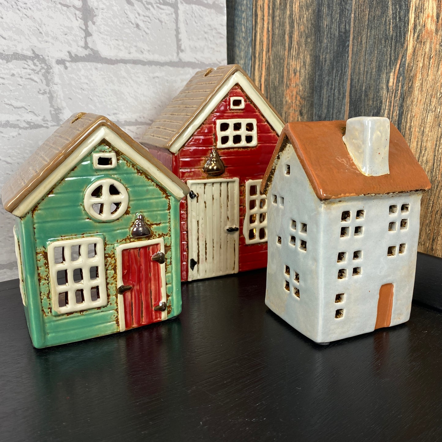 Village Pottery Holiday House Tealight Holder Green