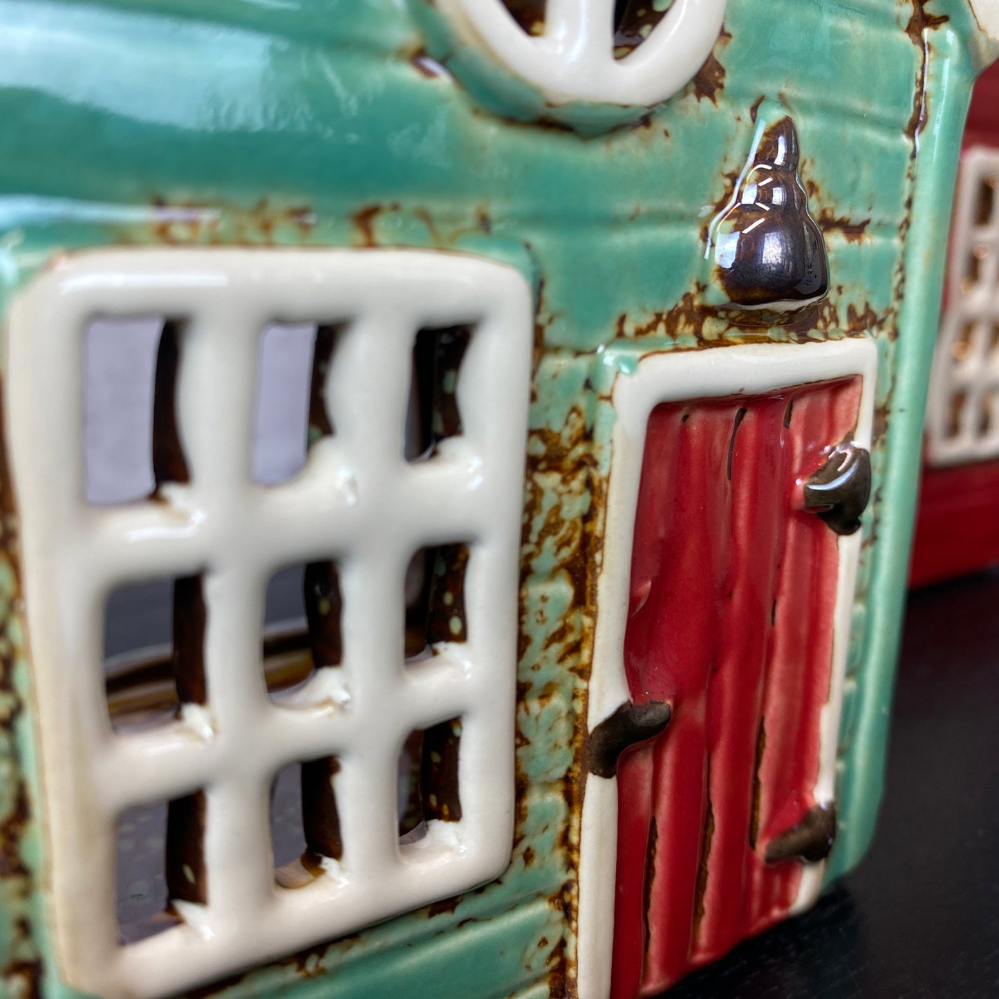 Village Pottery Holiday House Tealight Holder Green