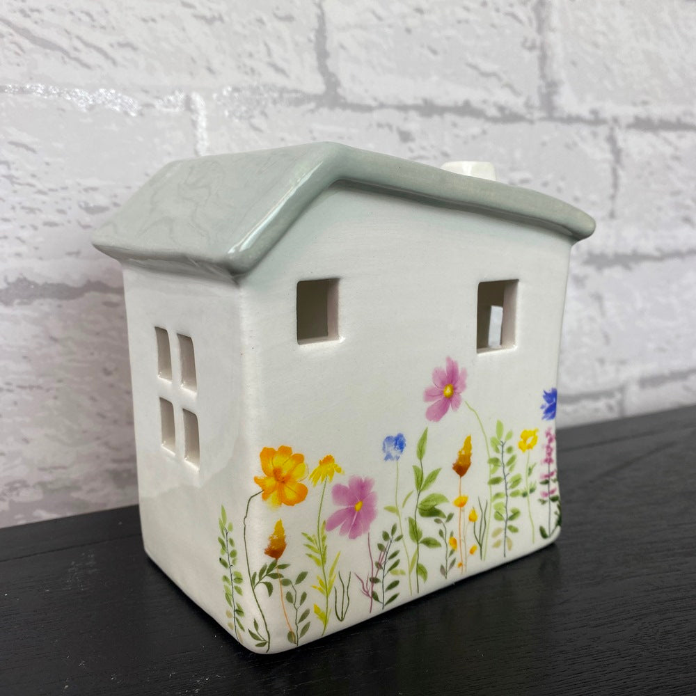 Meadow House Grey Roof Cottage Tealight Holder