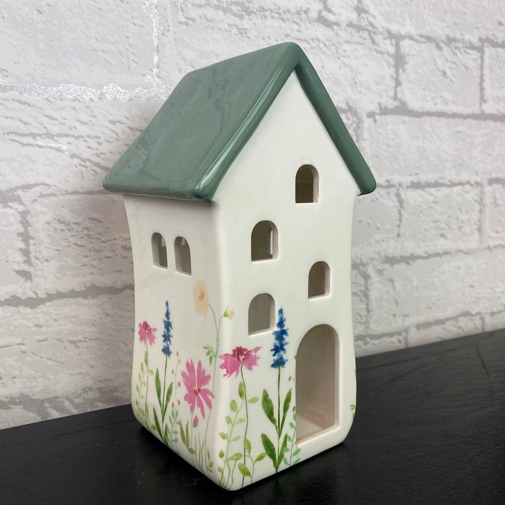 Meadow House Teal Roof Cottage Large Tealight Holder