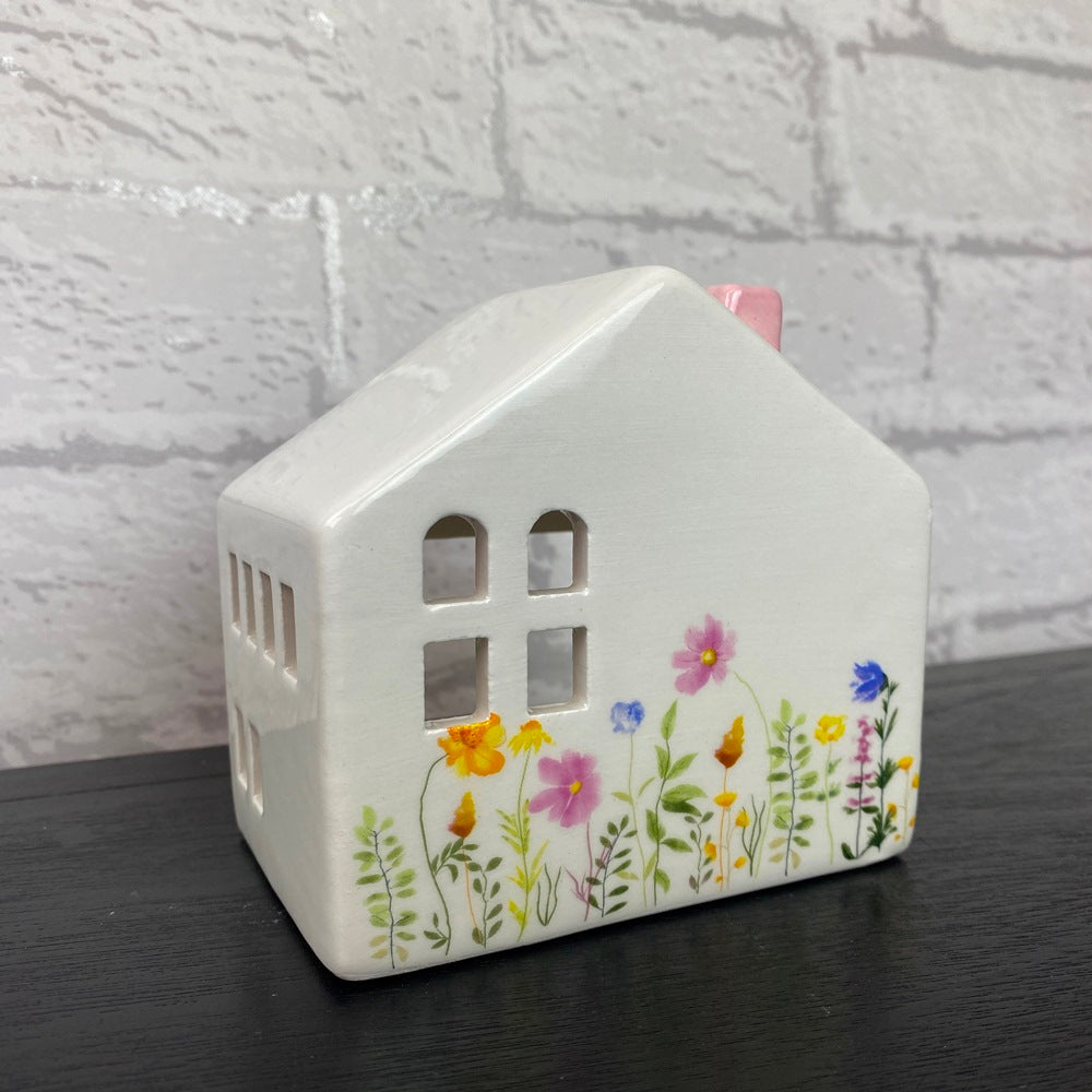 Meadow House Pink Chimney Cottage Tealight Holder