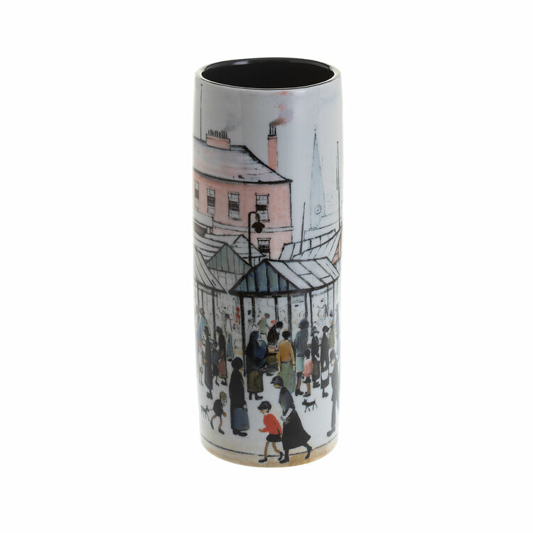 L S Lowry Market Scene Medium Vase