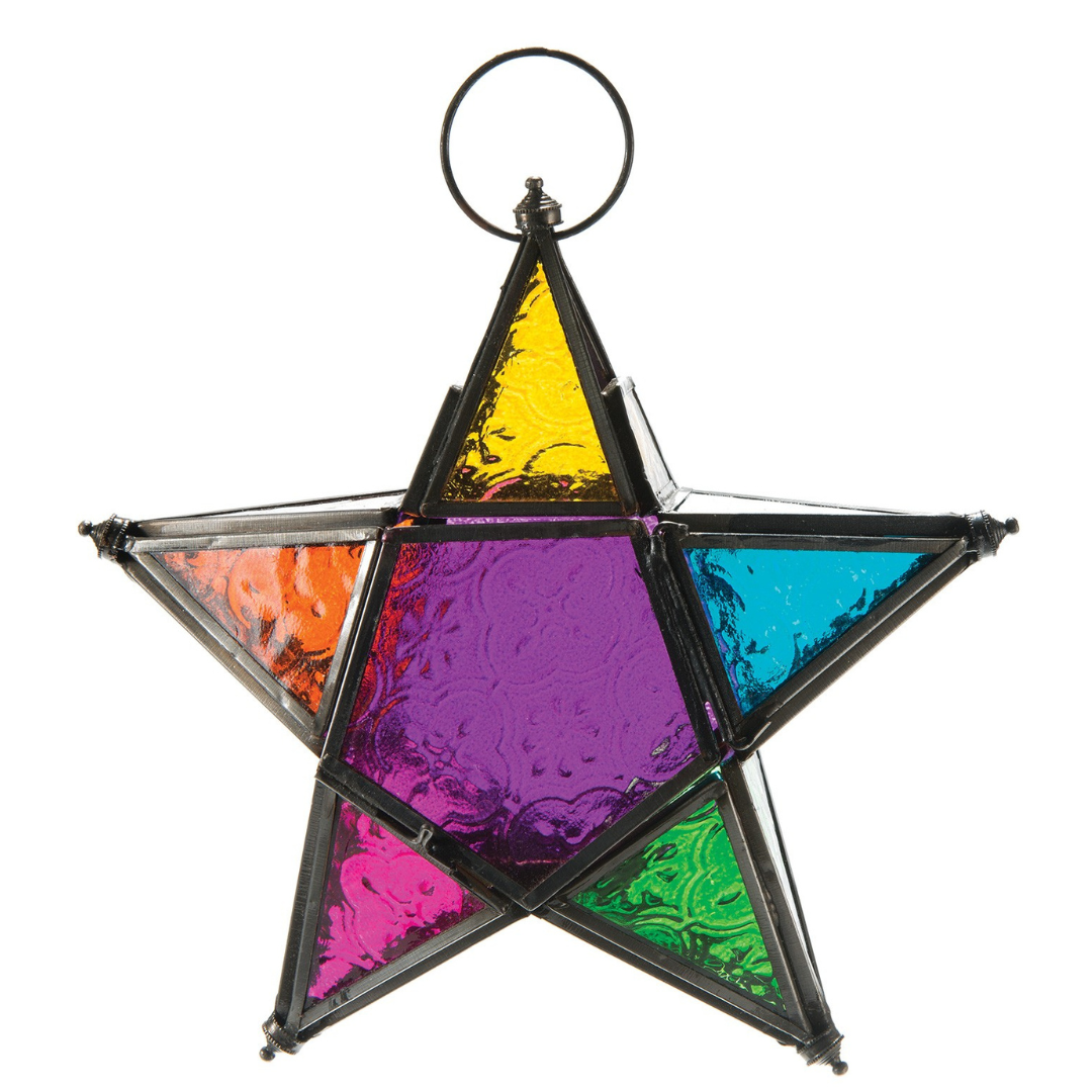Moroccan Multi Coloured LED Small Star Lantern