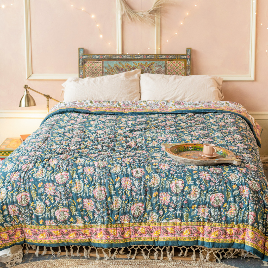 Malli Blockprint Reversible Quilt
