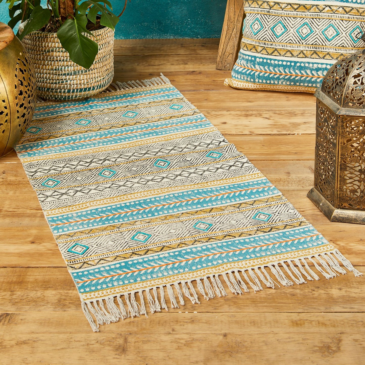 Kota Blockprint Embroidery Medium Rug