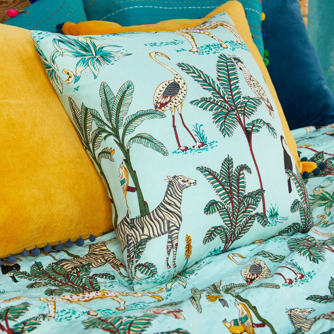 Jungle Print Cushion Jade