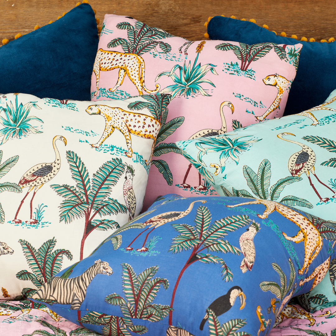 Jungle Print Cushion Jade