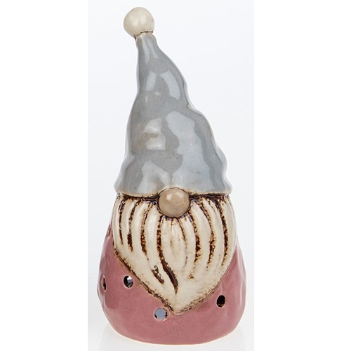 Village Pottery Large Gonk Tealight Holder Pink and Grey