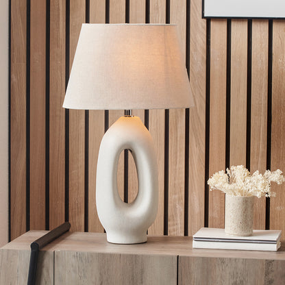 Laila Natural Organic Tall Ceramic LED Tablelamp