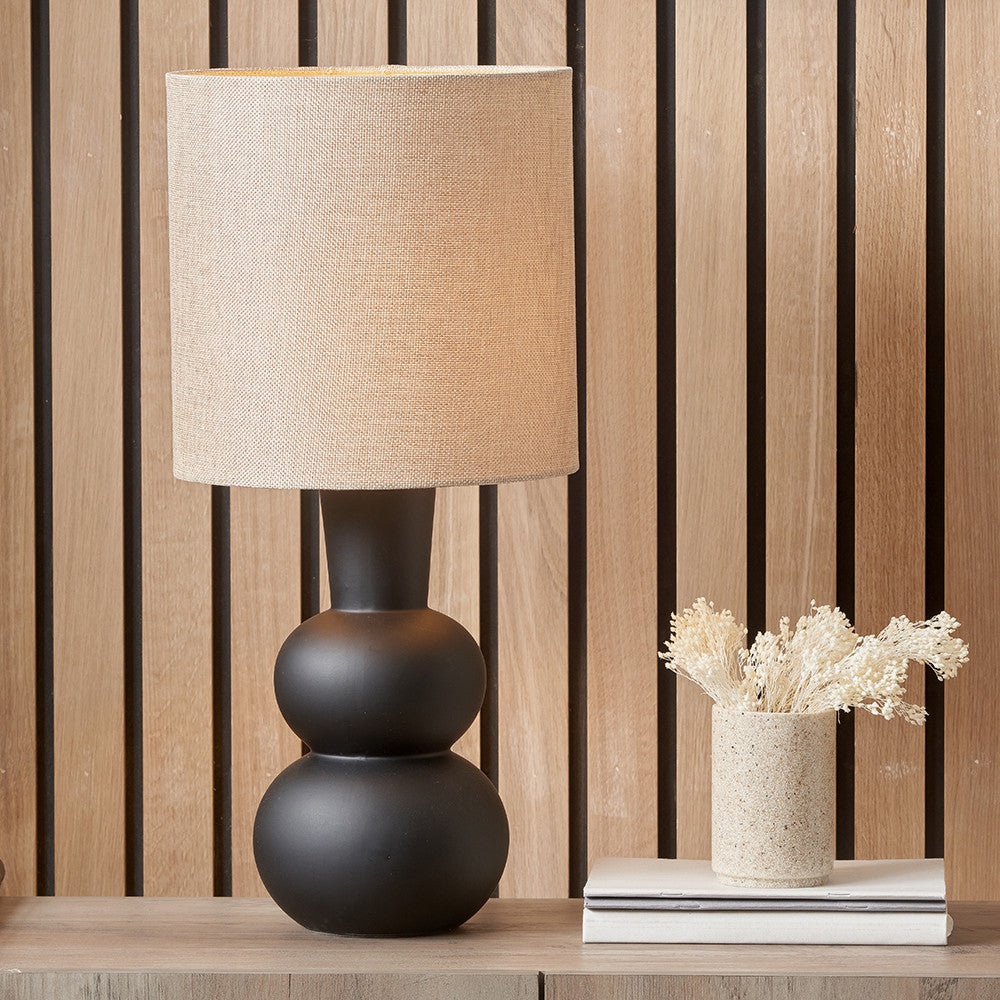 Aaliya Black Curved Bottle Ceramic LED Tablelamp