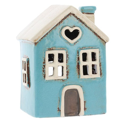 Village Pottery Mini Heart House Tealight Holder Aqua