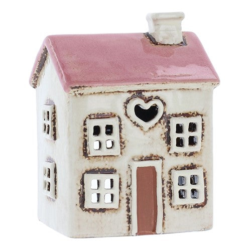 Village Pottery Mini Heart House Tealight Holder Cream