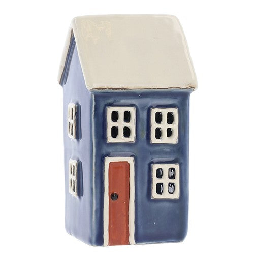Village Pottery Mini House Tealight Holder Dark Blue