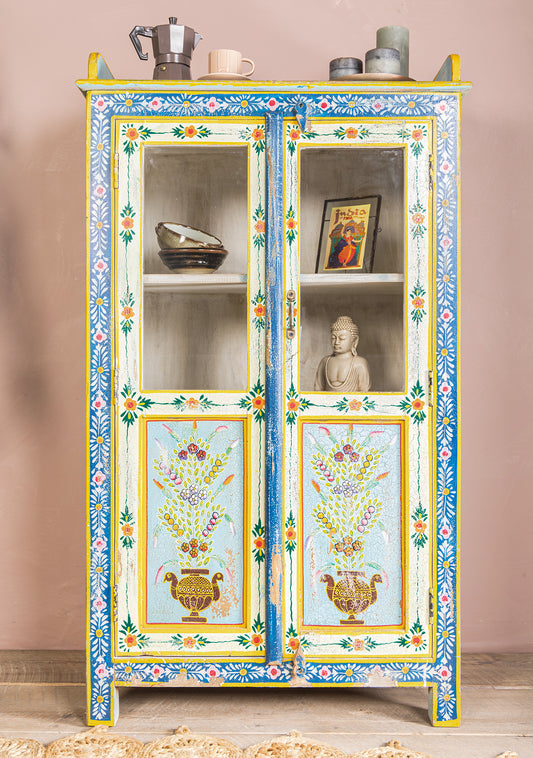Handpainted Kanchana Glazed Wooden Cabinet