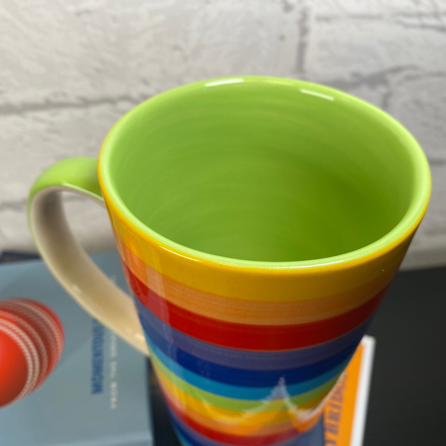 Handpainted Rainbow Ceramic Tall Mug