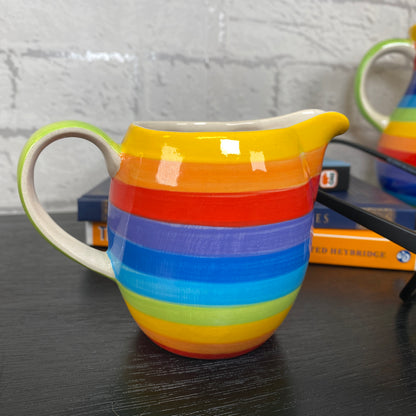 Handpainted Rainbow Ceramic Small Milk Jug