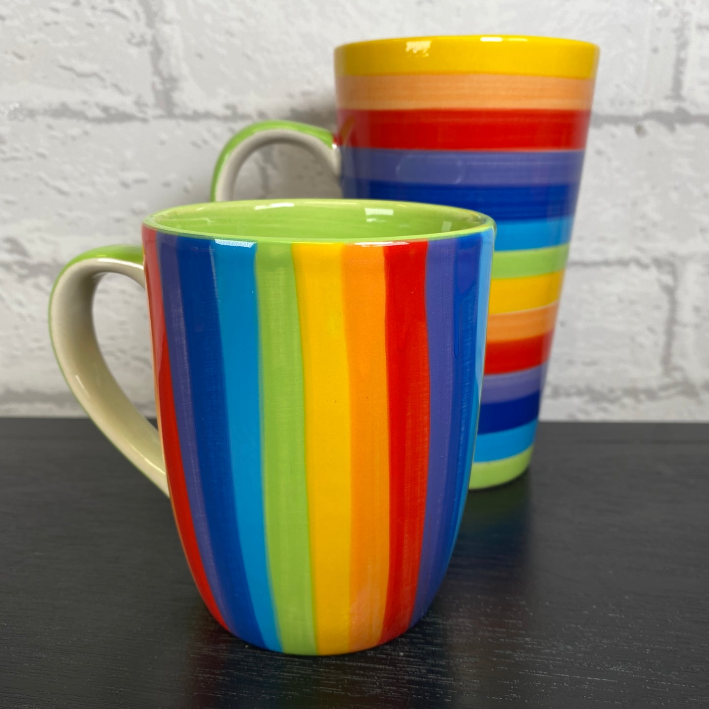 Handpainted Rainbow Ceramic Tall Mug
