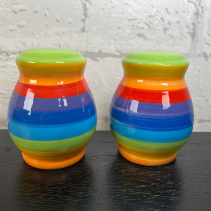 Handpainted Rainbow Ceramic Salt and Pepper Pot Set