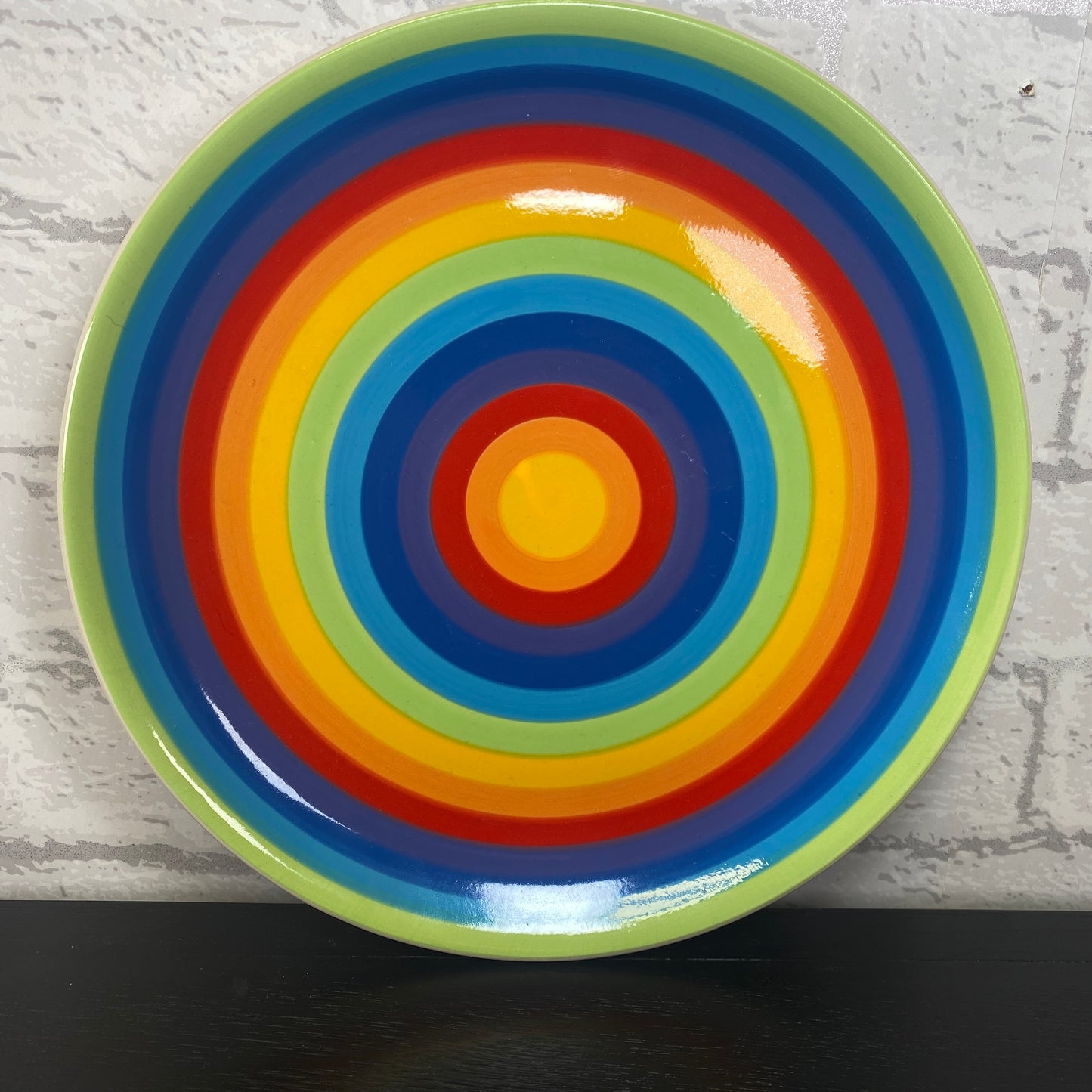 Handpainted Rainbow Ceramic Large Plate