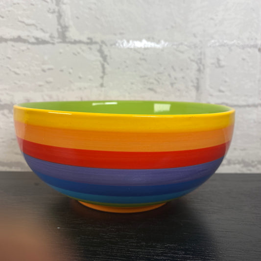 Handpainted Rainbow Ceramic Large Salad Bowl