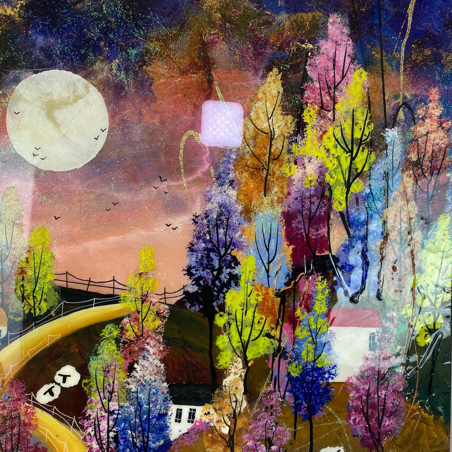 Rozanne Bell Original Art - Moonglow Forest Herd