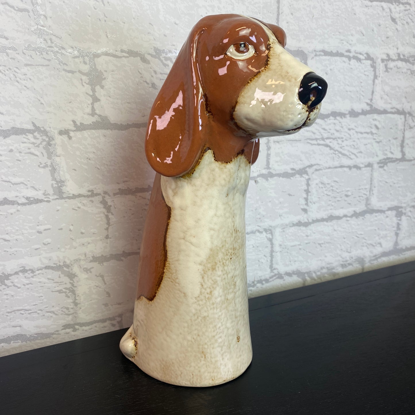 Village Pottery Top Dog Basset Vase