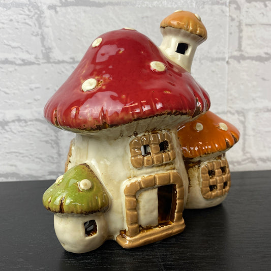 Village Pottery 3 Mushroom House Tealight Holder