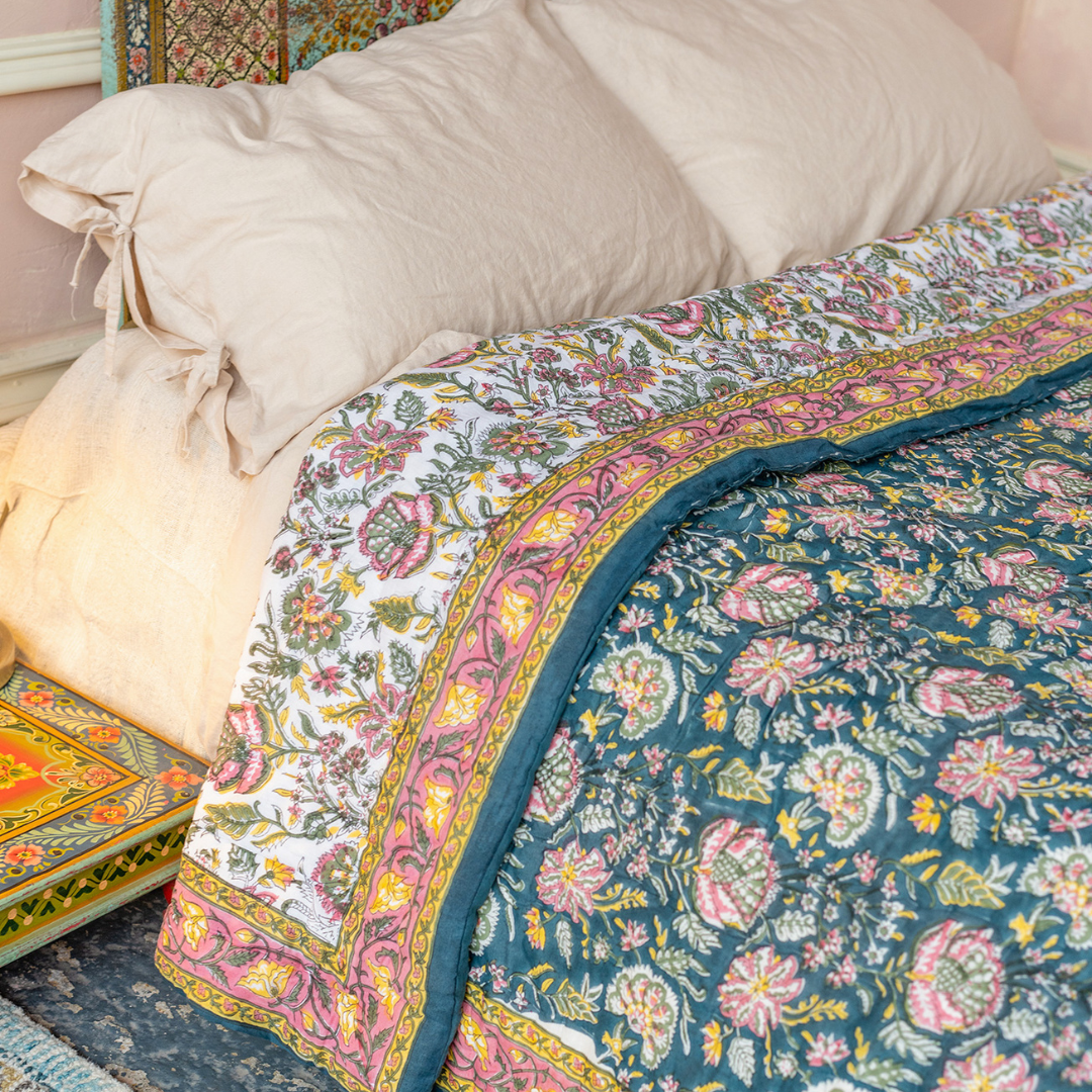 Malli Blockprint Reversible Quilt