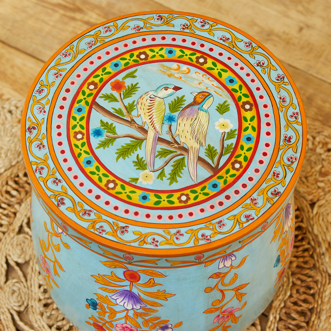 Jayal Hand Painted Round Side Table