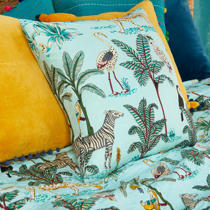 Jungle Print Cushion Jade