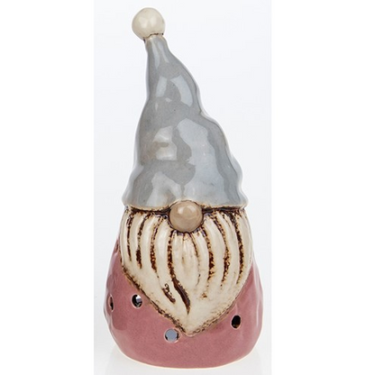 Village Pottery Large Gonk Tealight Holder Pink and Grey