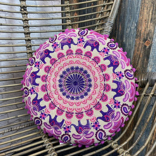 Mandala Round Cushion Purple