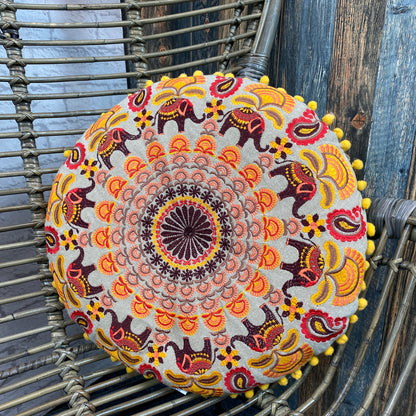 Mandala Round Cushion Burnt Orange