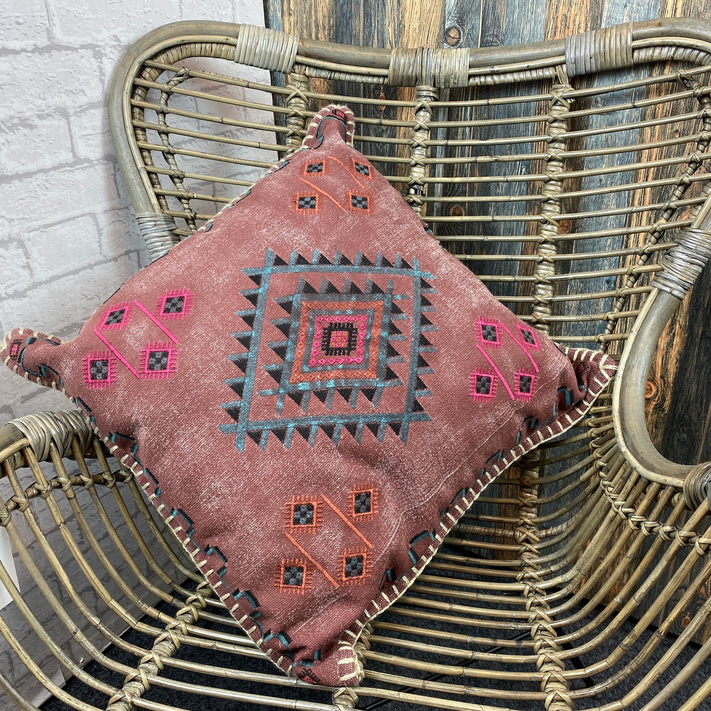 Satara Stone Washed Cushion Pink