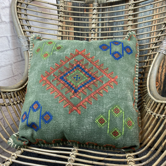 Satara Stone Washed Cushion Teal
