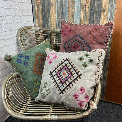 Satara Stone Washed Cushion Pink