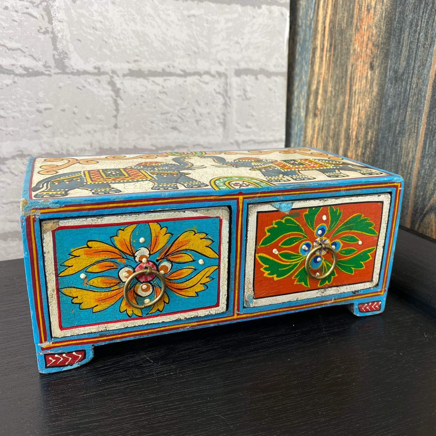 Tusker Handpainted 2 Drawer Box