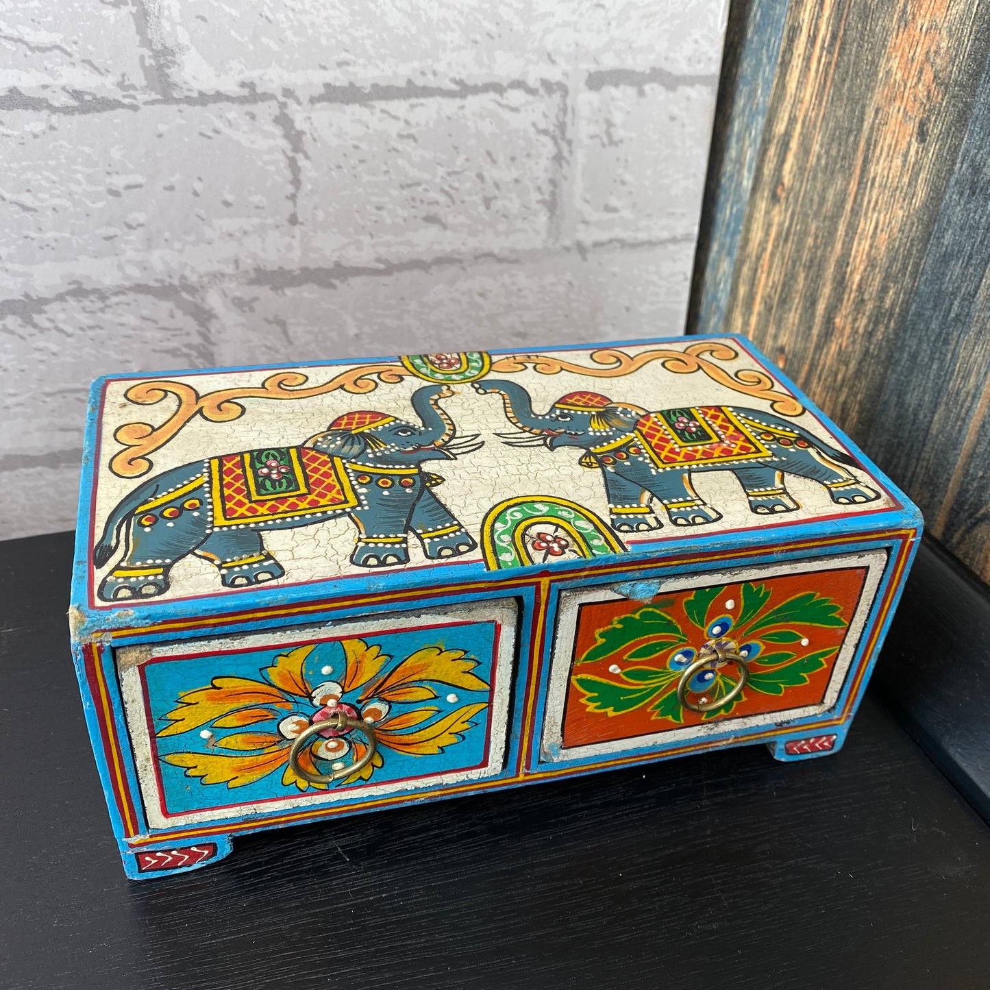 Tusker Handpainted 2 Drawer Box