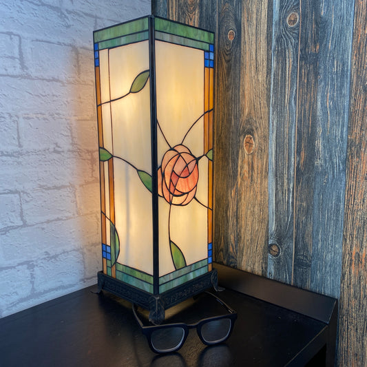 Mackintosh Square Tall Tiffany LED Tablelamp
